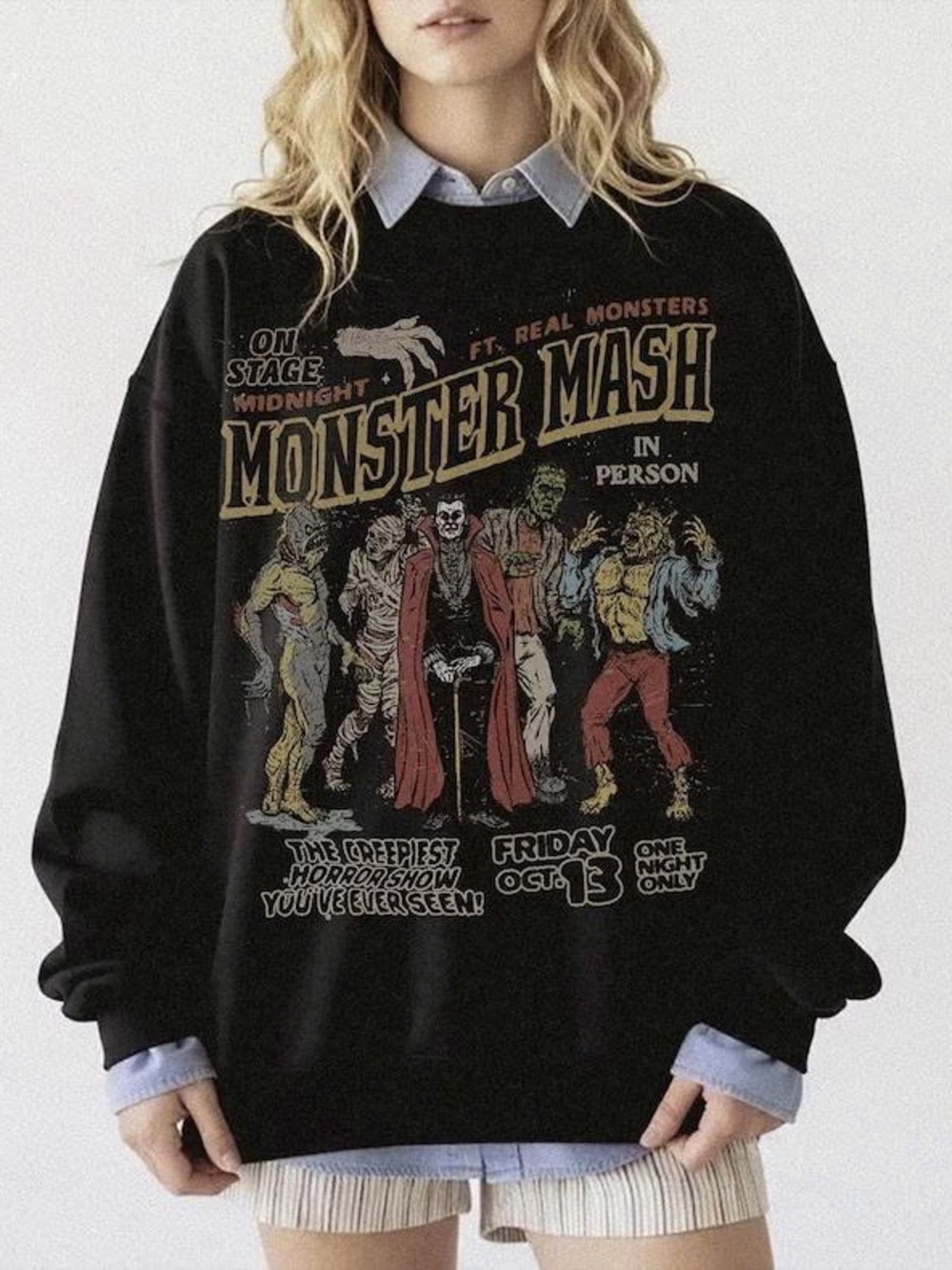Women’s Black 'Monster Mash' Graphic Sweatshirt